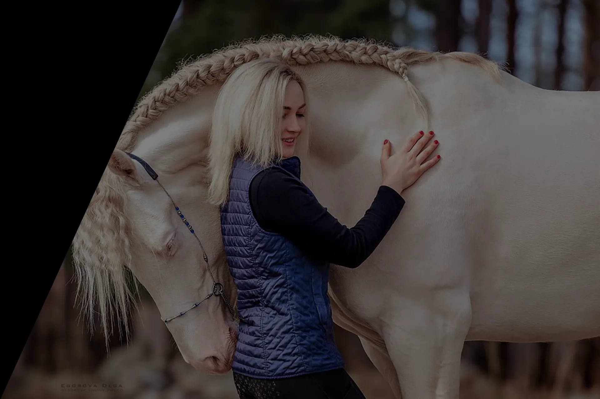 Mujer con caballo blanco